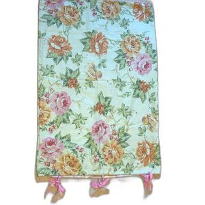 POTTERY BARN Teen LINEN Pink and Orange Roses Tie Closure Sham Size Standard